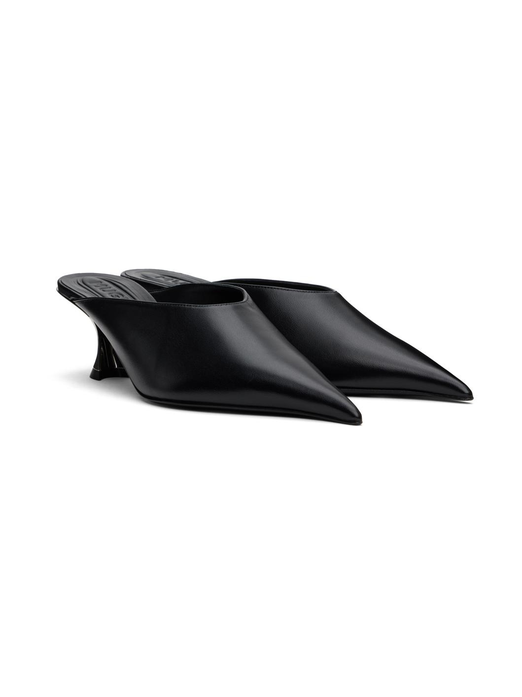 Black Leather Fang 55 Mules - 4
