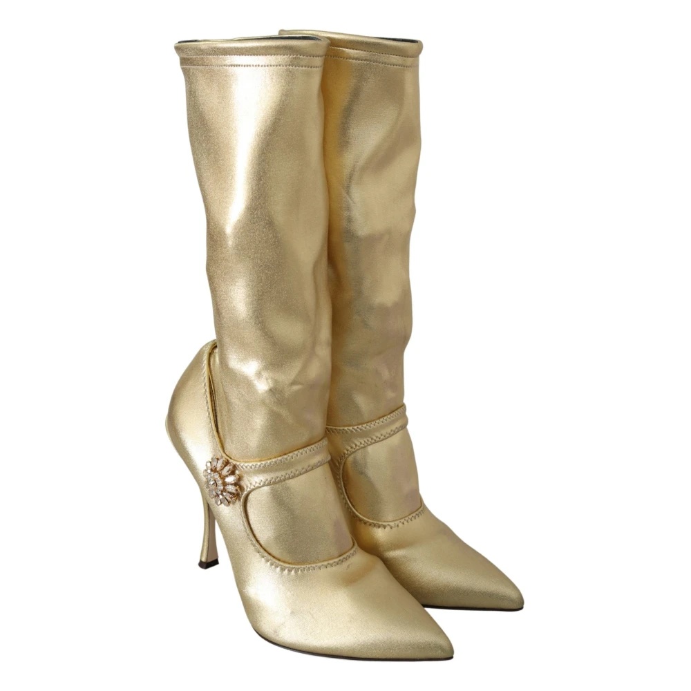 ELEGANT GOLD BOOT SOCKS WITH RHINESTONES - 5