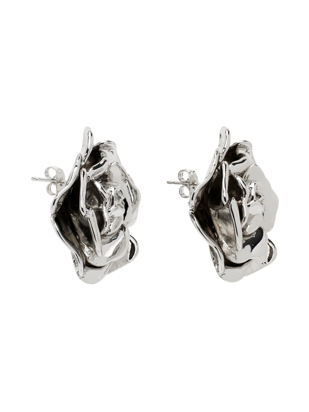 Silver Rose Earrings - 2