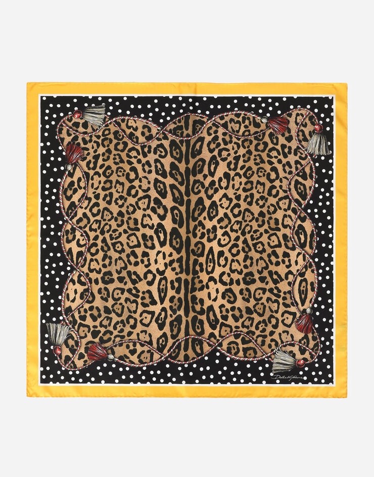 Leopard-print twill scarf (70 x 70) - 1