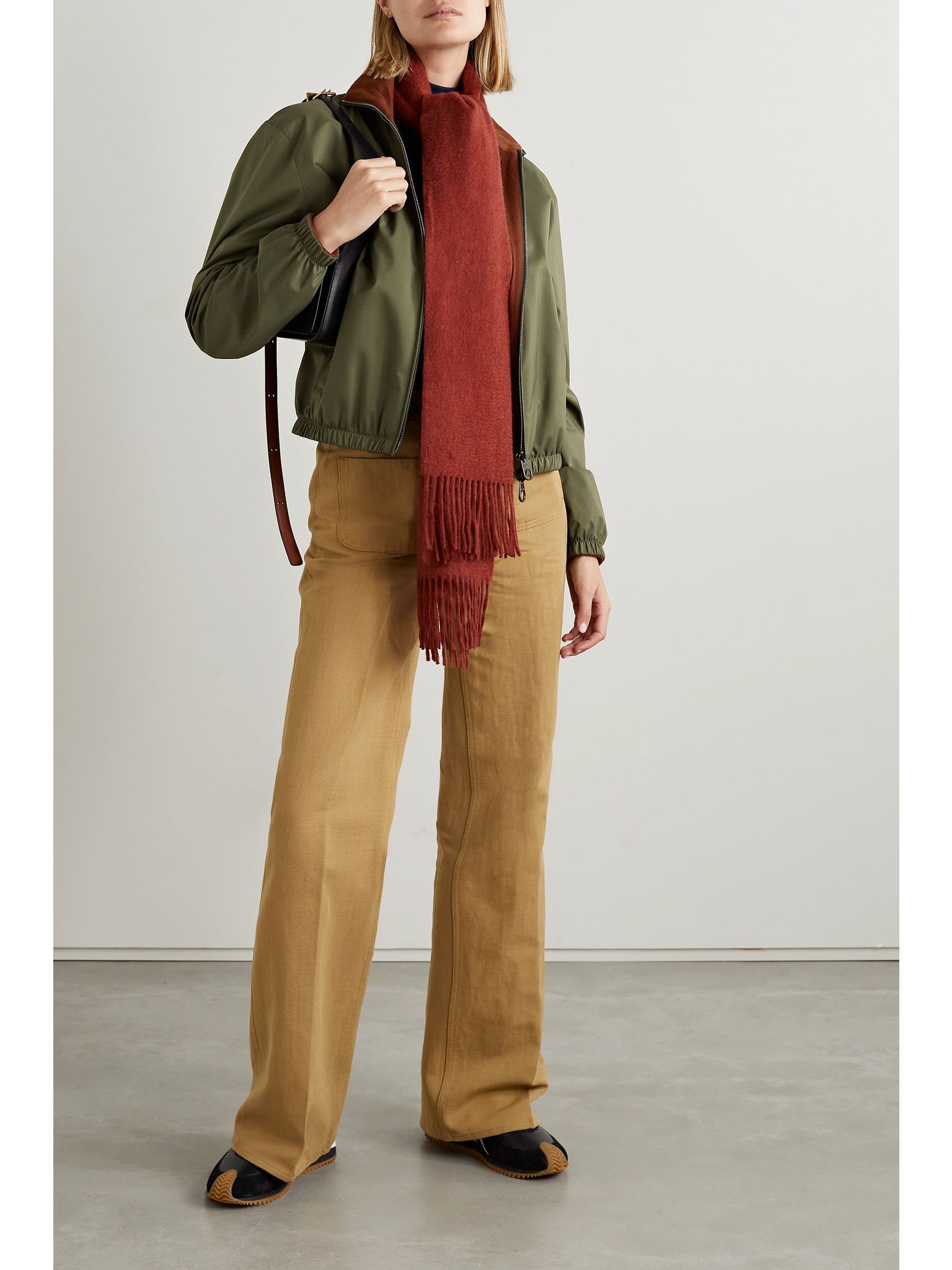 Reversible shell and cashmere bomber jacket Dark green - 2