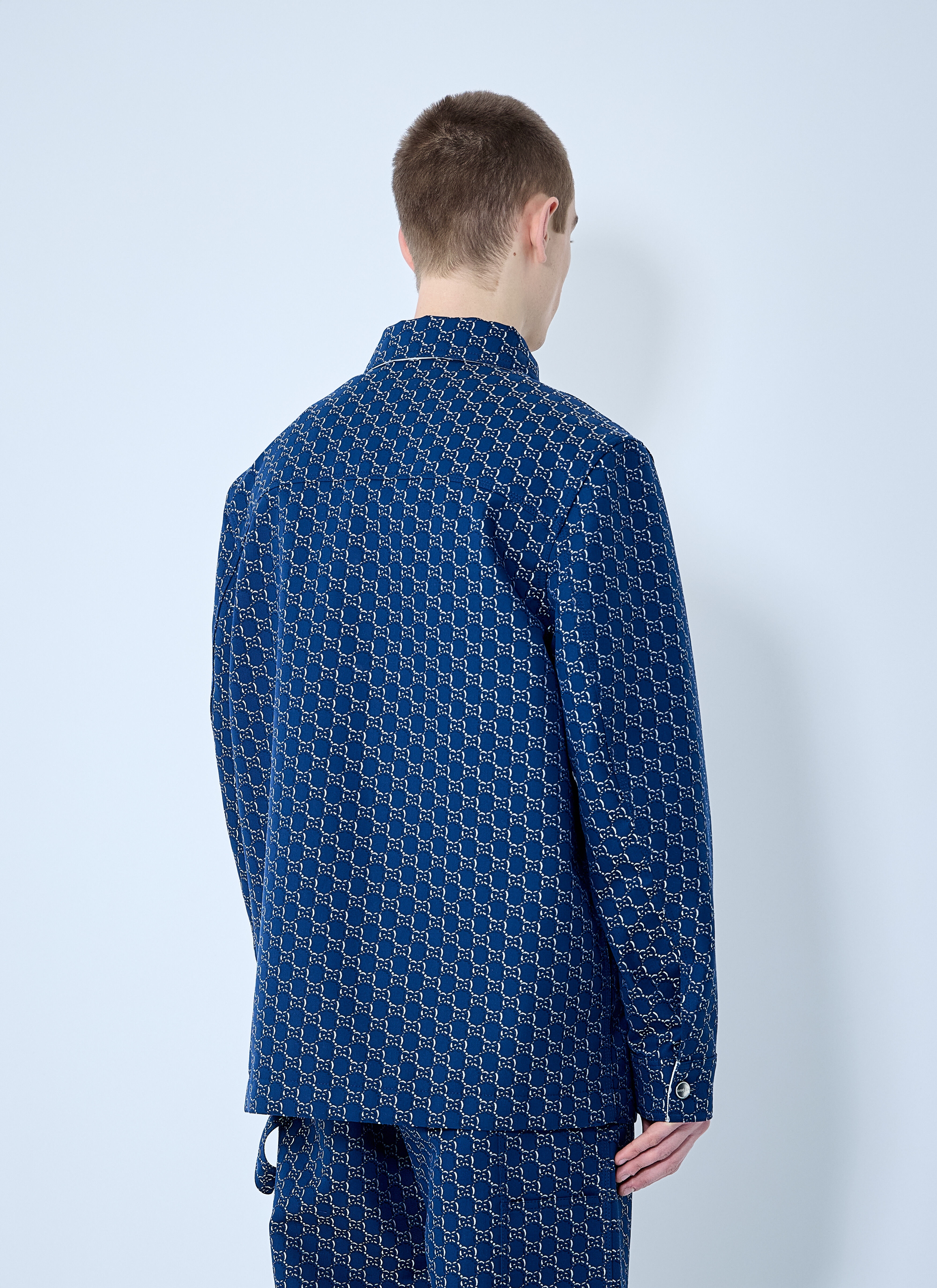 Cotton Jacquard Jacket With GG Shadow - 4