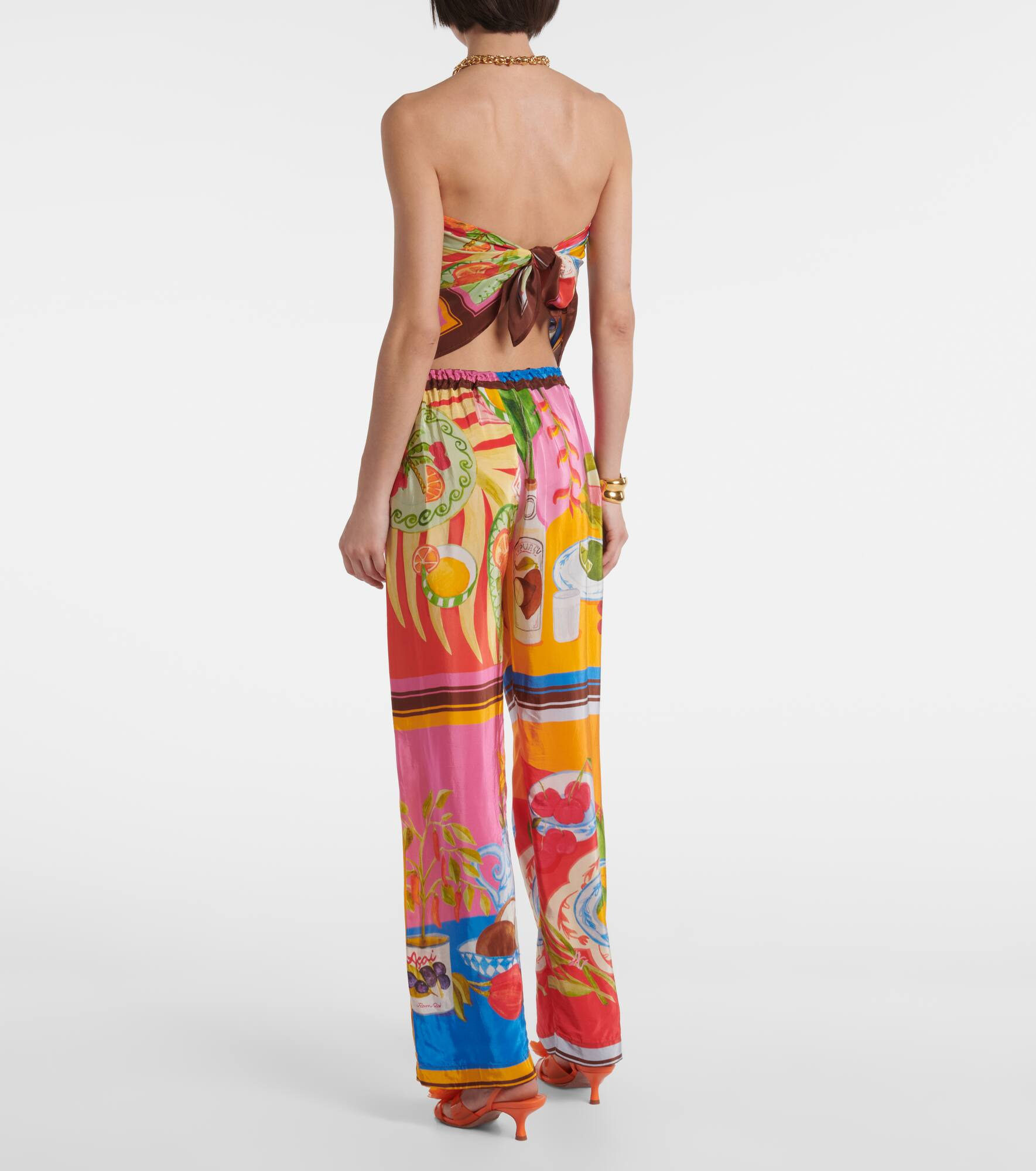 Summer Picnic printed wide-leg pants - 3