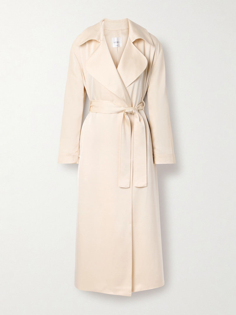 Barb Belted Satin Trench Coat 1