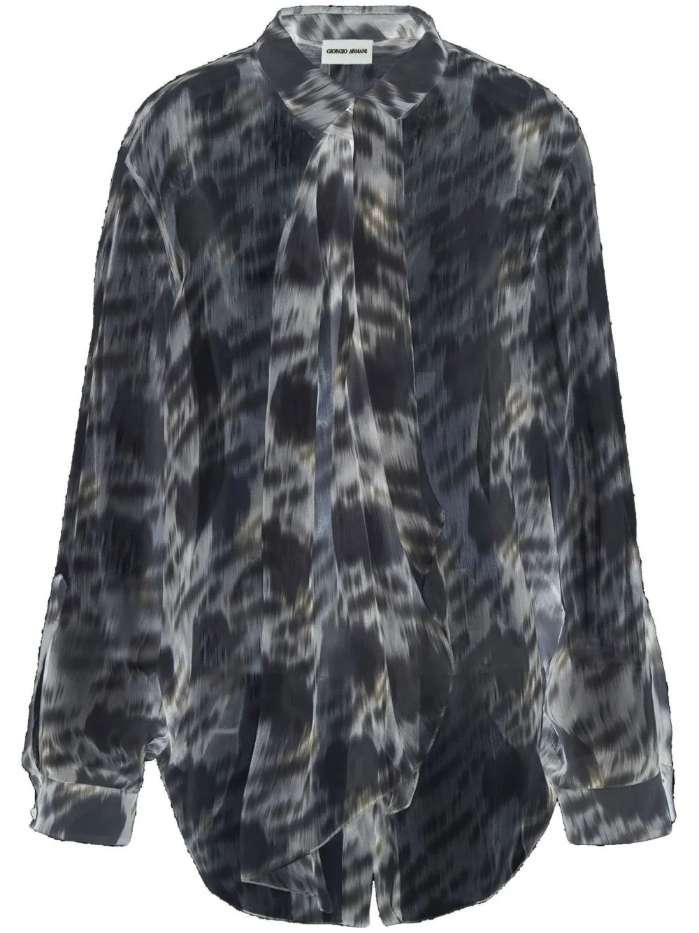 abstract-print silk shirt - 1