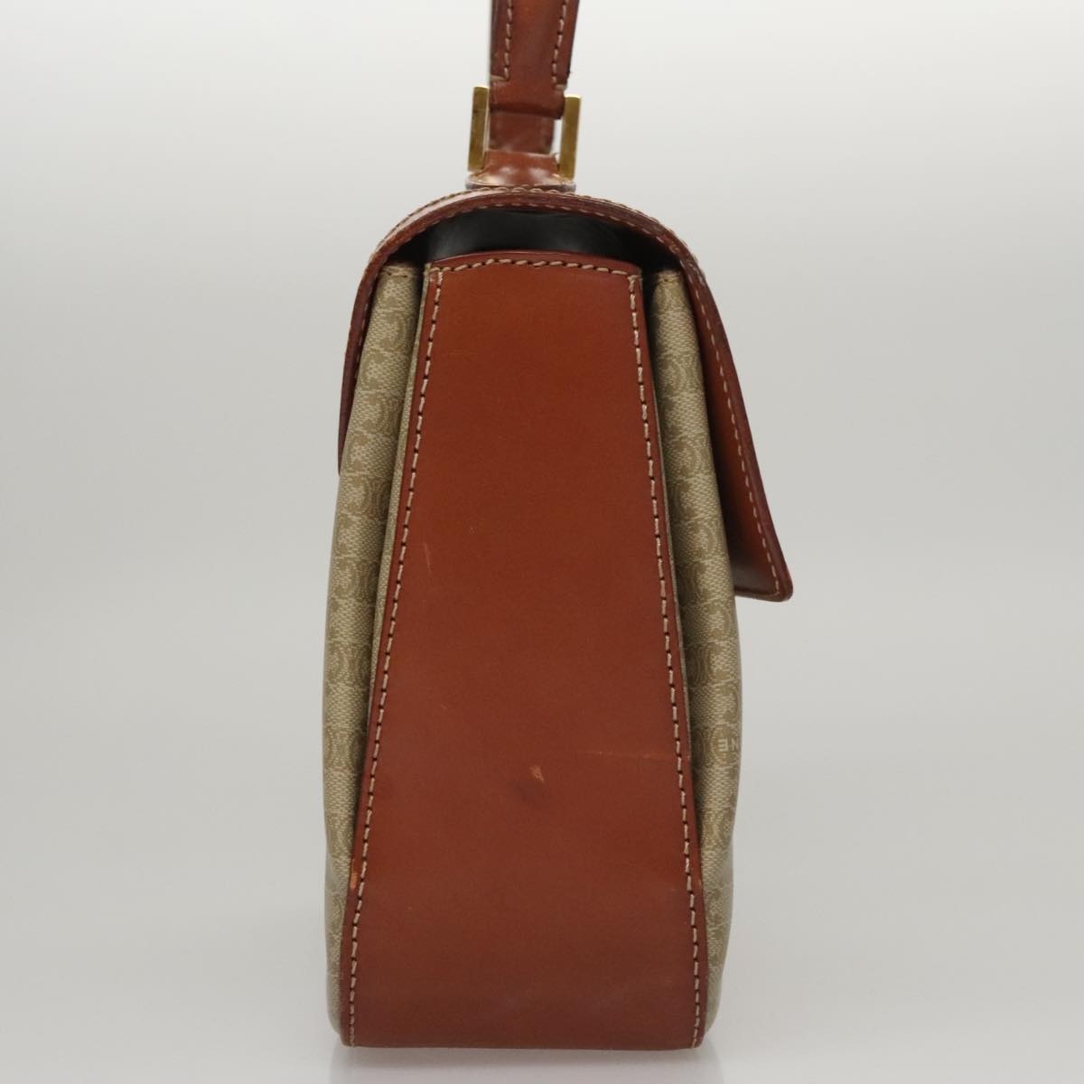 CELINE Macadam Canvas Hand Bag Beige Gold - 4
