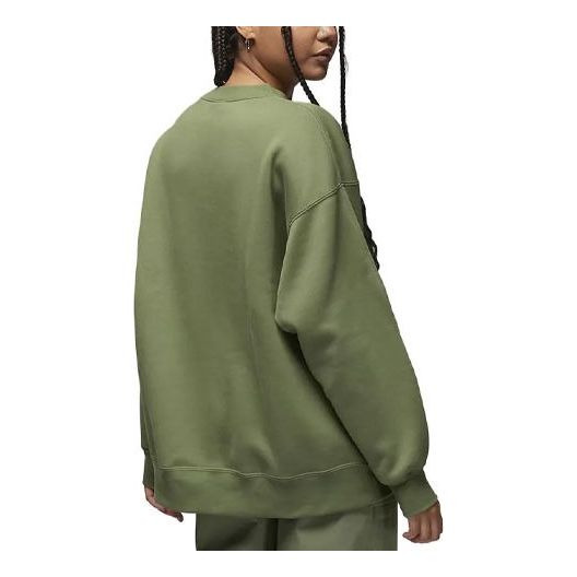 (WMNS) Air Jordan Flight Fleece Crewneck Sweatshirt 'Green' FB5117-340 - 3