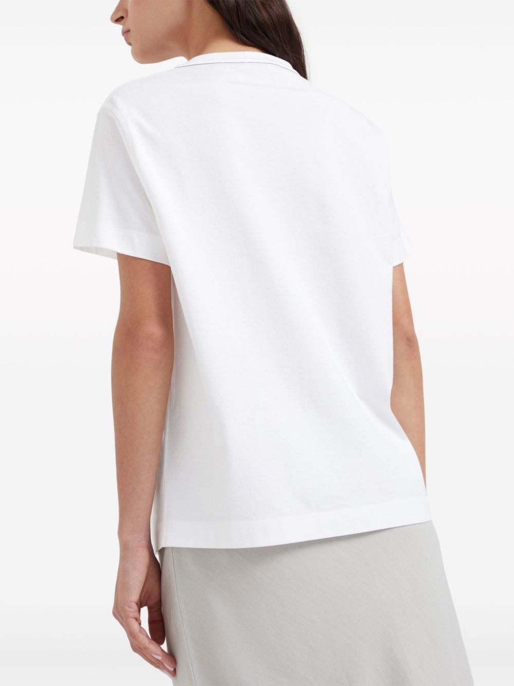 Monili-trim cotton T-shirt - 4