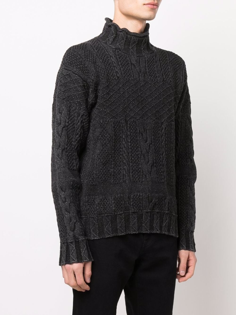 cable-knit funnel-neck jumper - 3