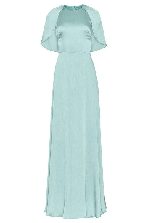 Plisse Chiffon Capelet Gown - 1