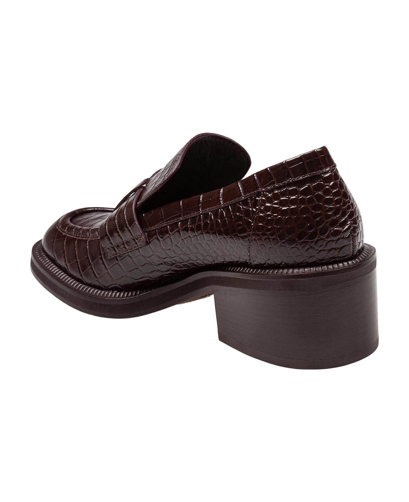 Tylor Loafer In Crocodile Print Leather, Chocolate Color - 3