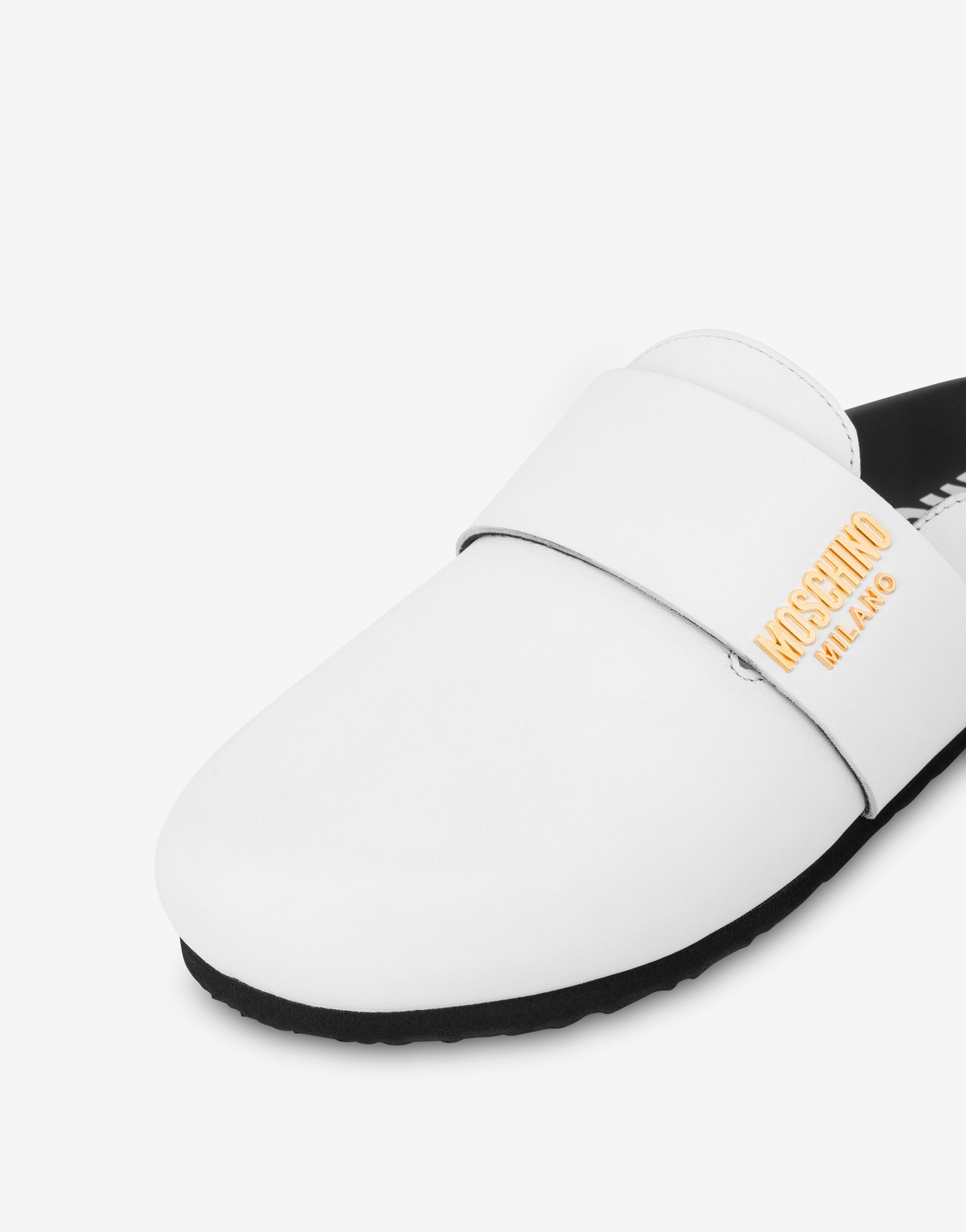 CALFSKIN METAL LOGO MULES - 4