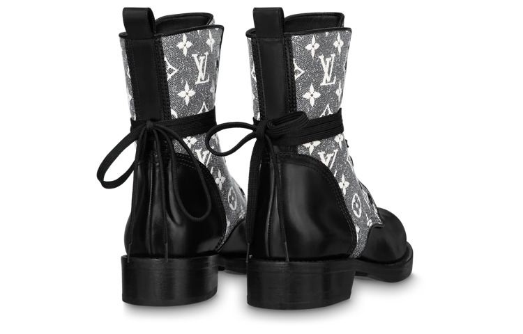 (WMNS) LOUIS VUITTON Since 1854 Metropolis Flat Ranger Boots 'Black with Grey Denim Monogram' 1AB2WR - 3
