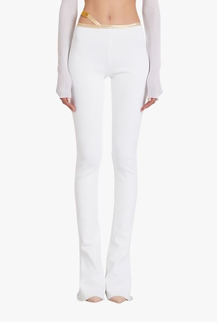 White eco-designed knit bootcut pants - 5