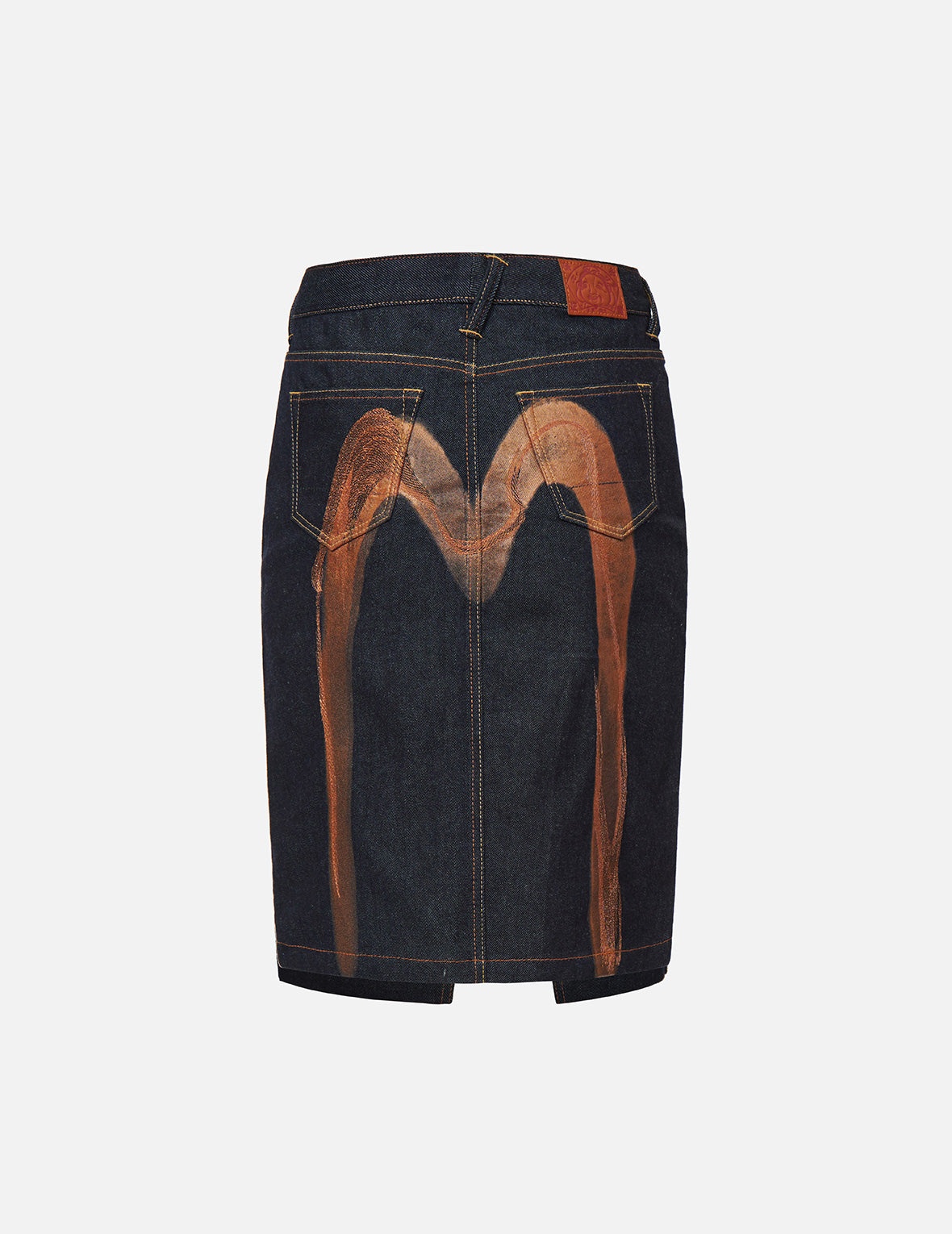 Brushstroke Daicock Split-Front Denim Pencil Skirt - 7