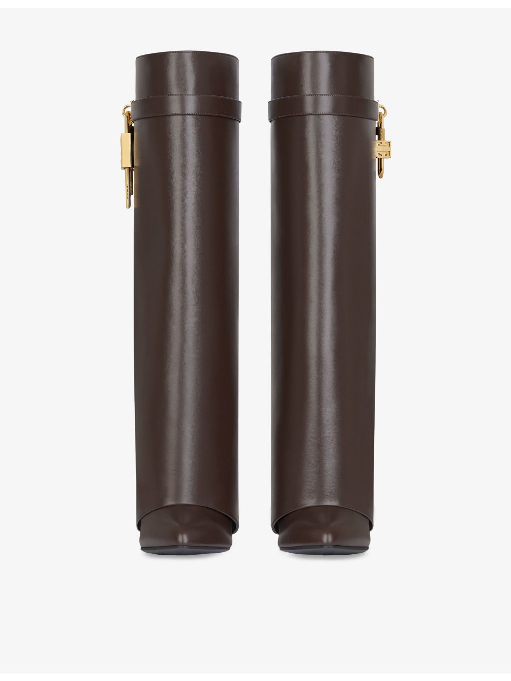 Shark Lock Leather Heeled Boots - 3