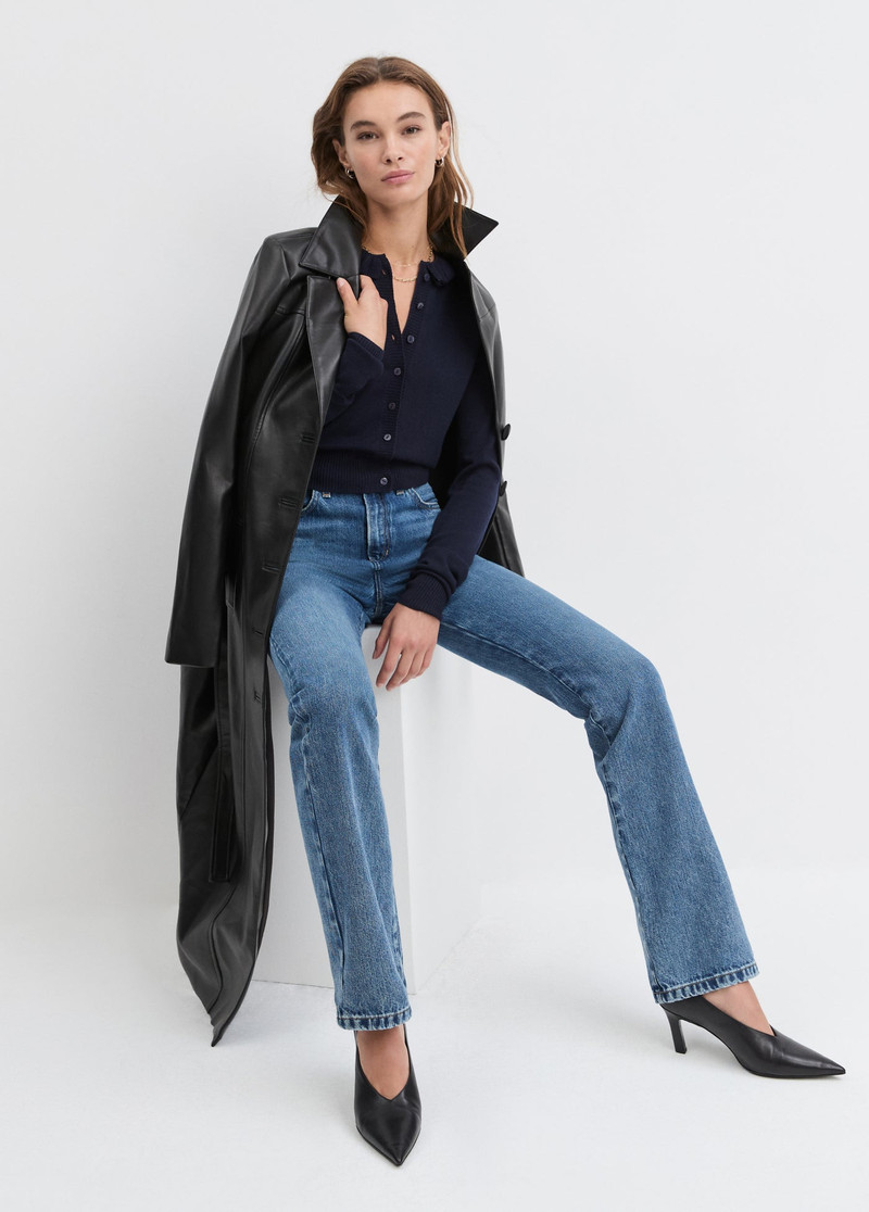 VEGAN LEATHER BELTED COAT 4