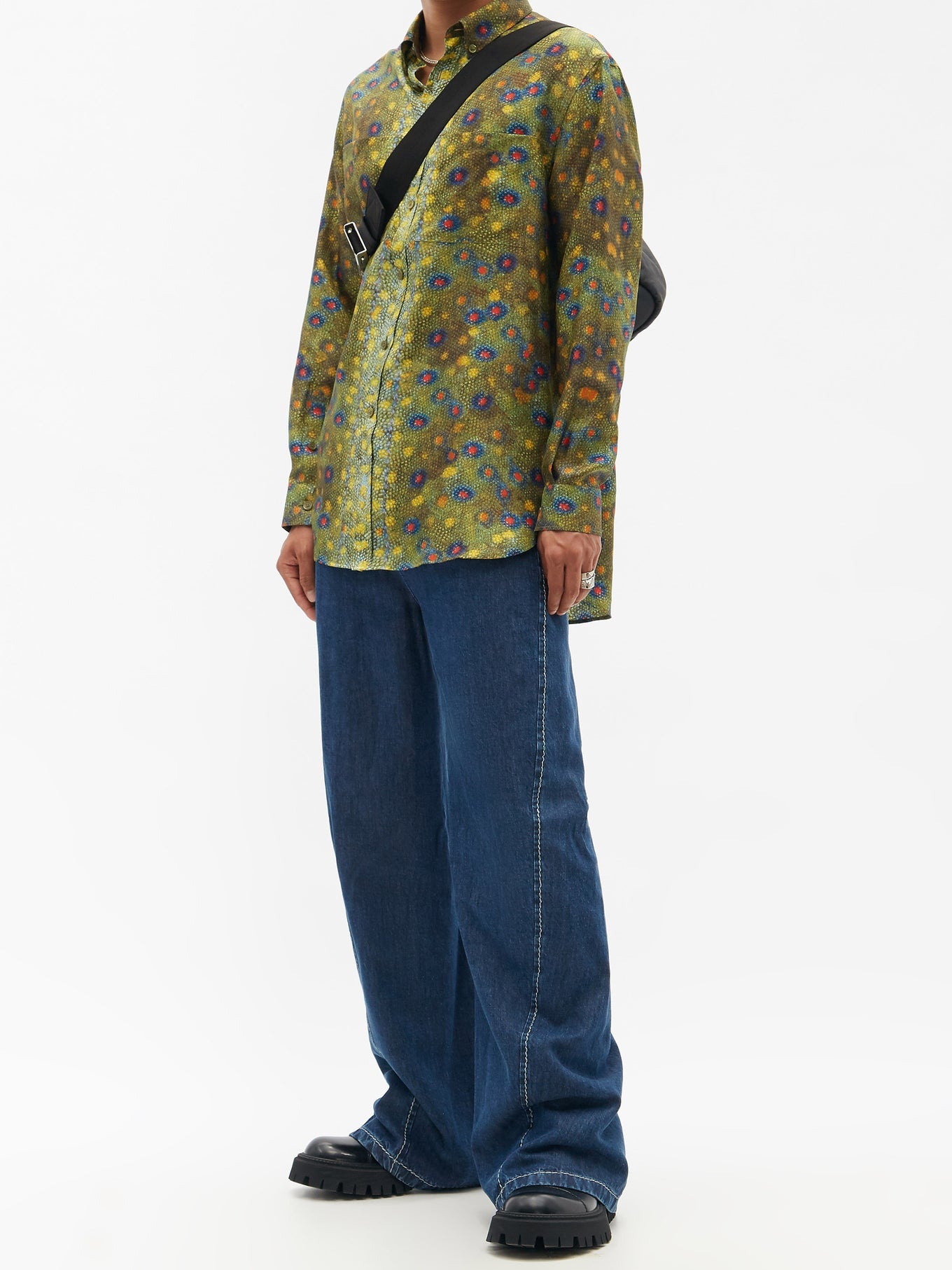Fish scale-print silk shirt - 2