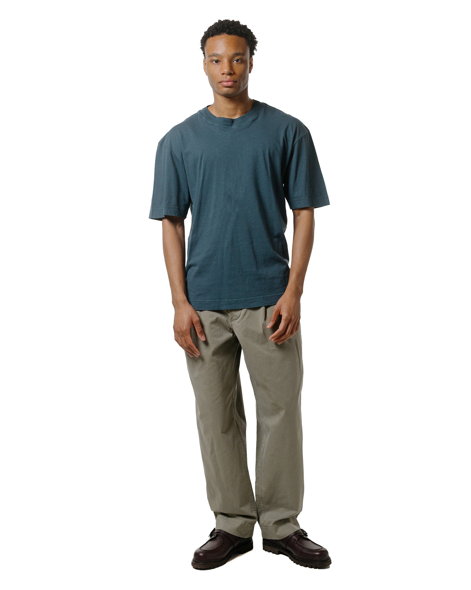 MHL Simple T-Shirt Organic Cotton Linen Jersey Mineral Blue - 4