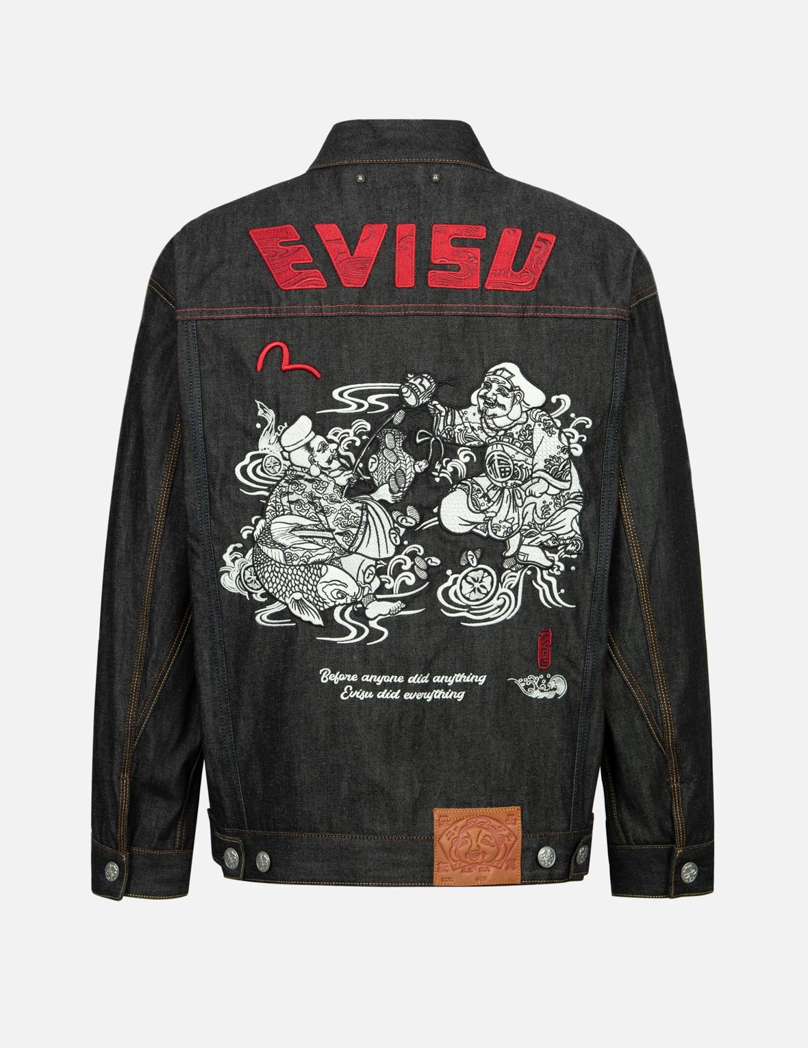TWO GODS WEALTH GATHERING EMBROIDERY LOOSE FIT KIMONO DENIM JACKET - 3