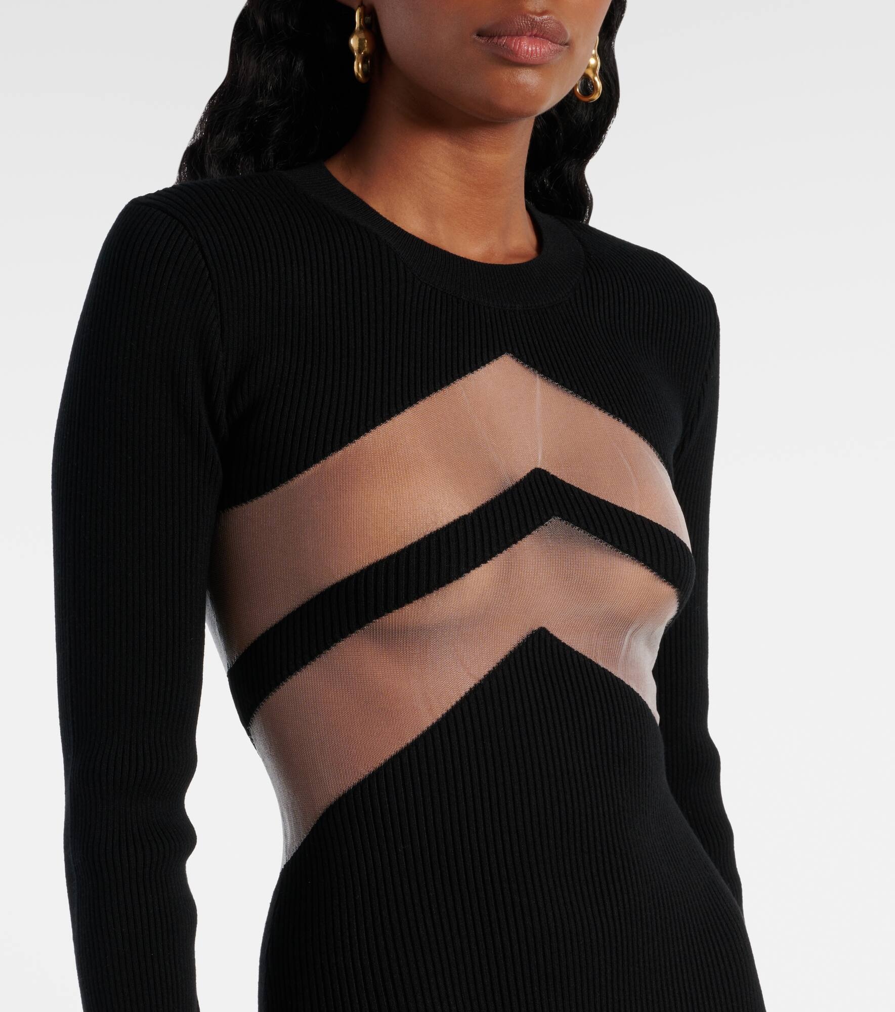 Paneled jersey midi dress - 4
