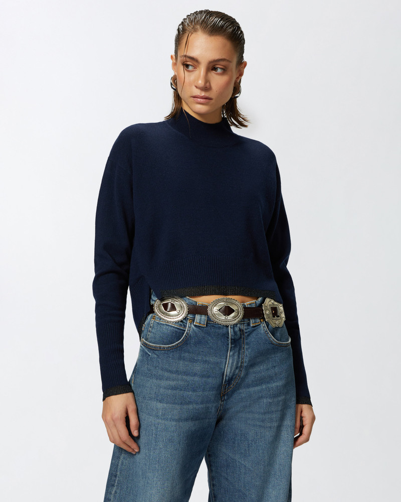 PINKO CASHMERE-BLEND TURTLENECK WITH METALLIC CUFFS outlook