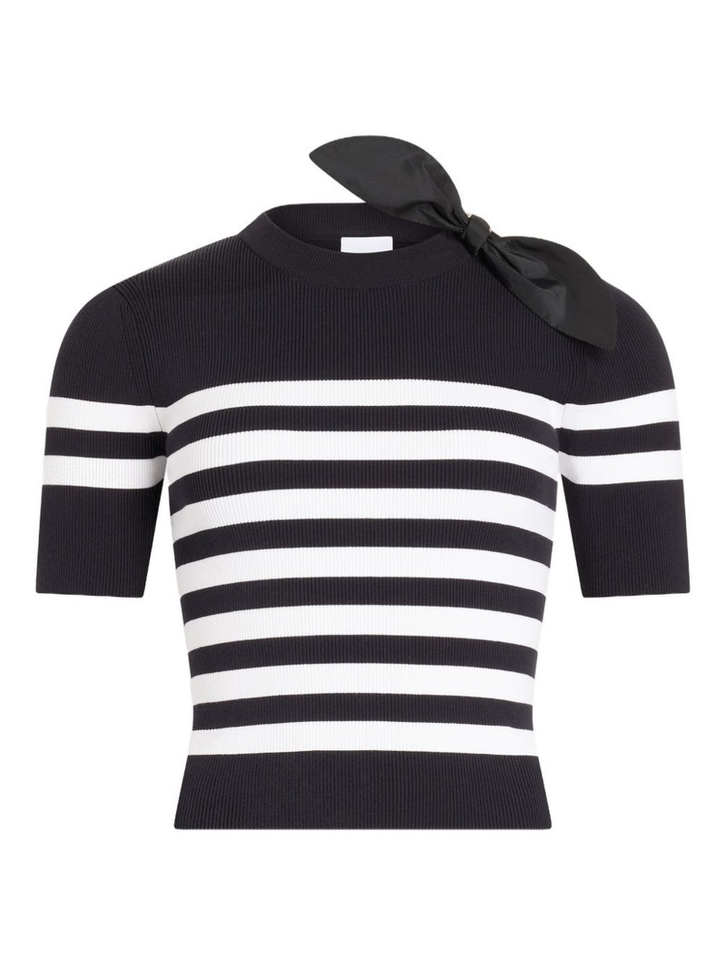 striped bow-detail knitted T-shirt 1