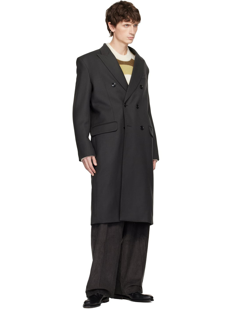 AMI Paris Gray Wool Double Breasted Straight Coat outlook