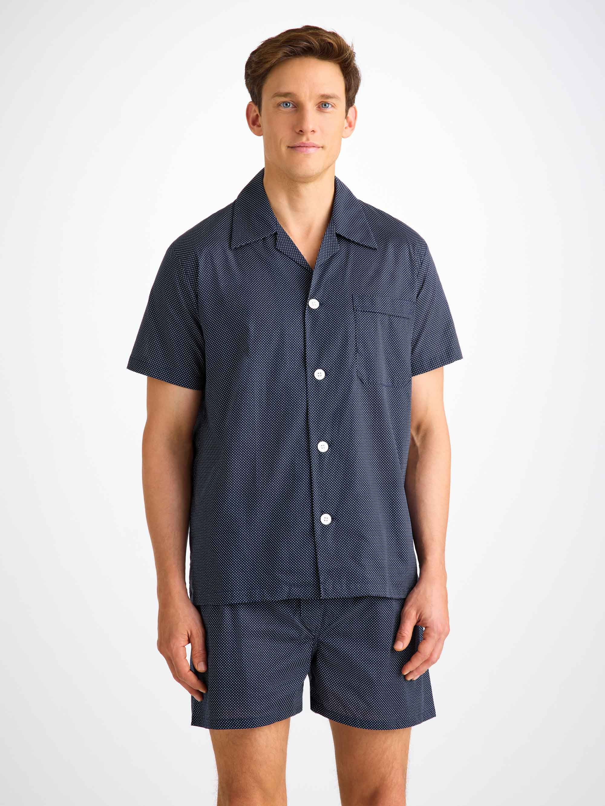 Men's Short Pyjamas Plaza 21 Cotton Batiste Navy - 8