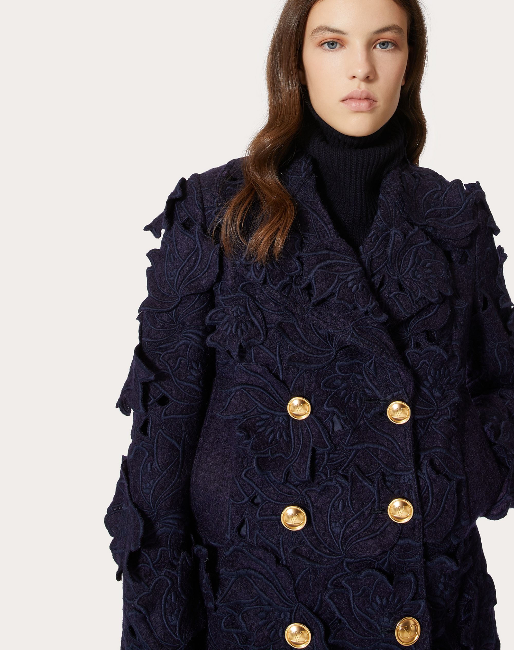 EMBROIDERED PEA COAT IN CARVING FELT - 5