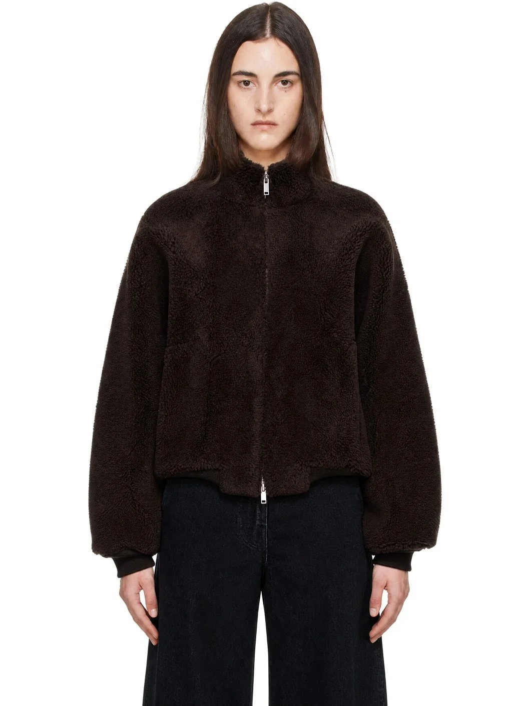 Brown Merinillo Curly Shearling Jacket - 1