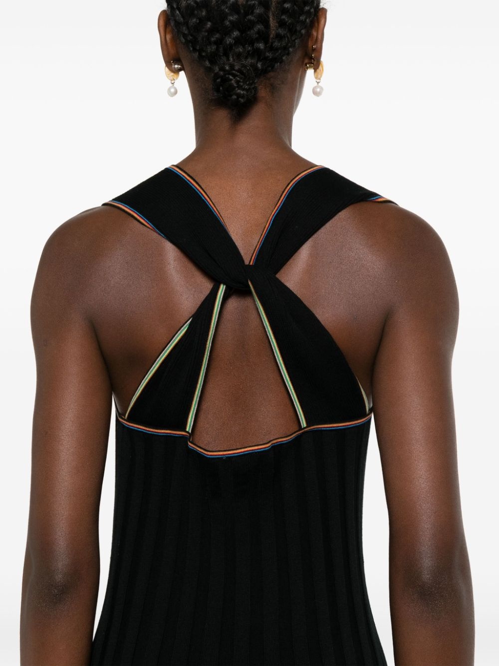 stripe-trim ribbed maxi dress - 5