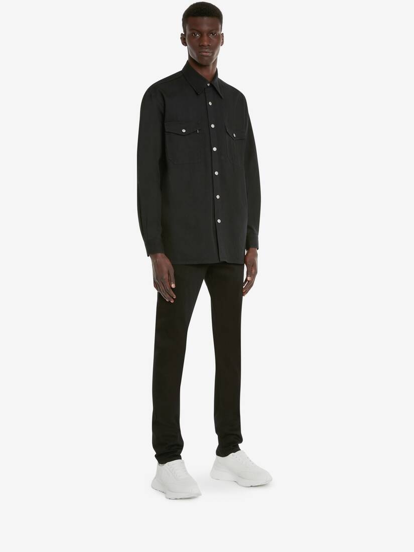 Men's Oversized Denim Shirt in Black - 3