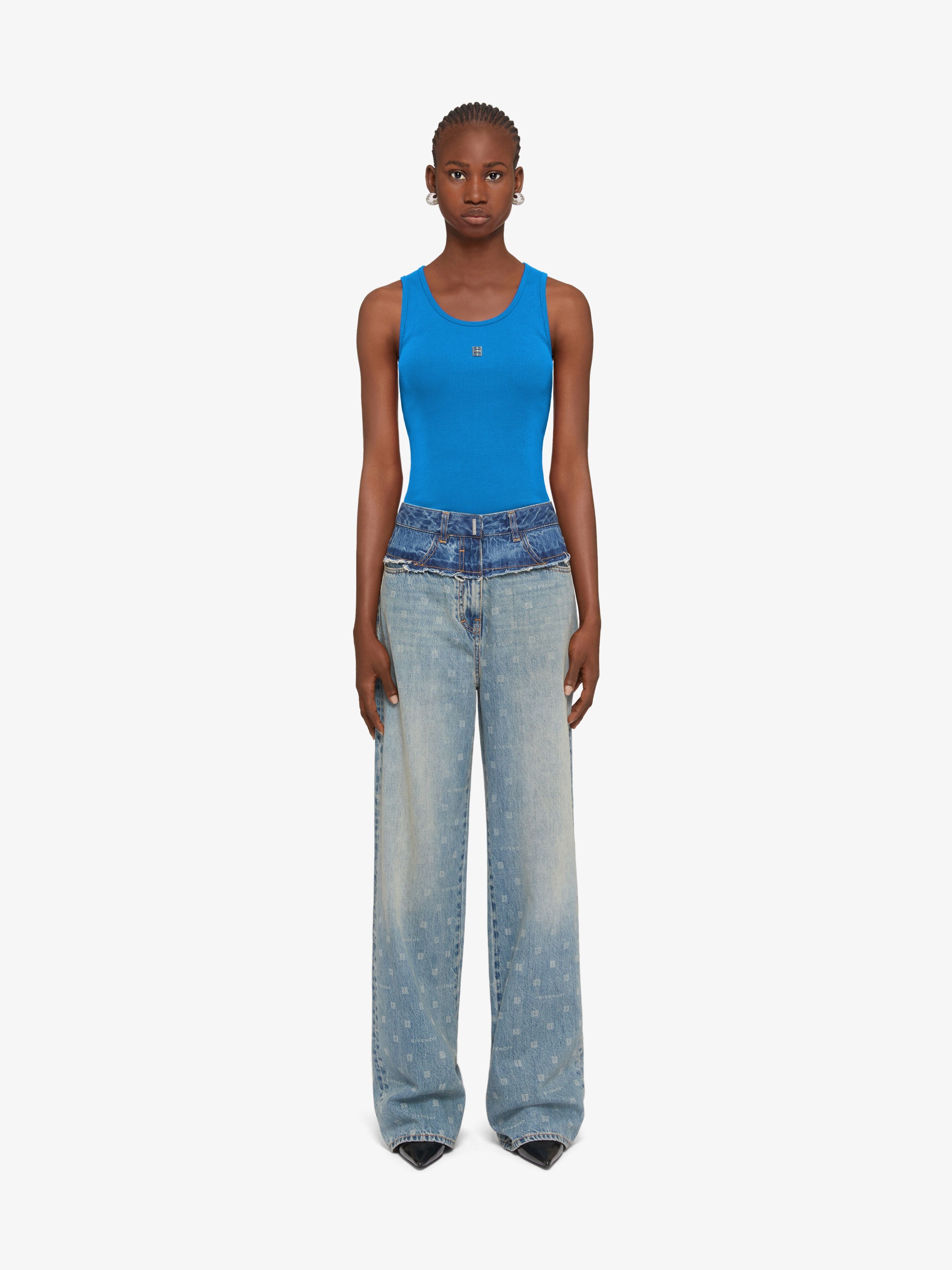 SLIM FIT TANK TOP IN COTTON WITH 4G DETAIL - 2
