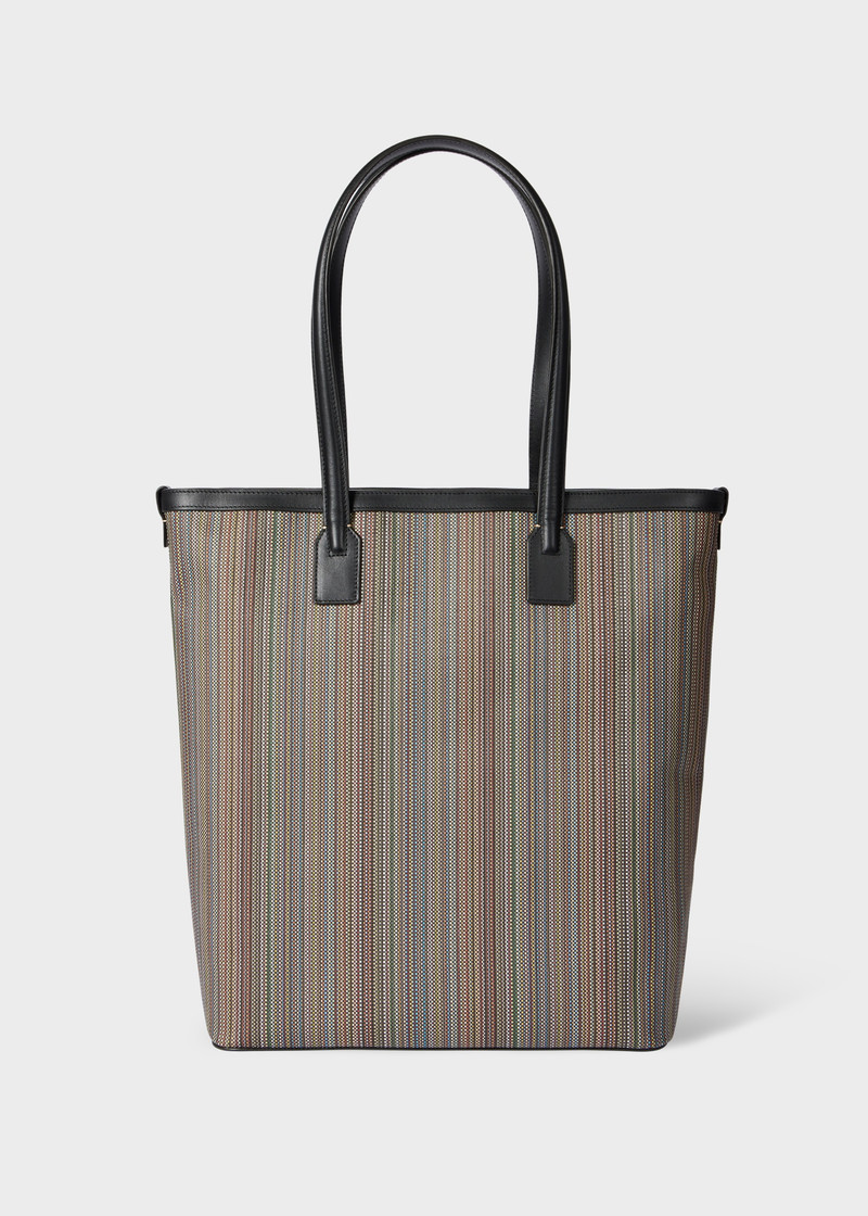 'Signature Stripe' Coated Canvas Tote Bag 1