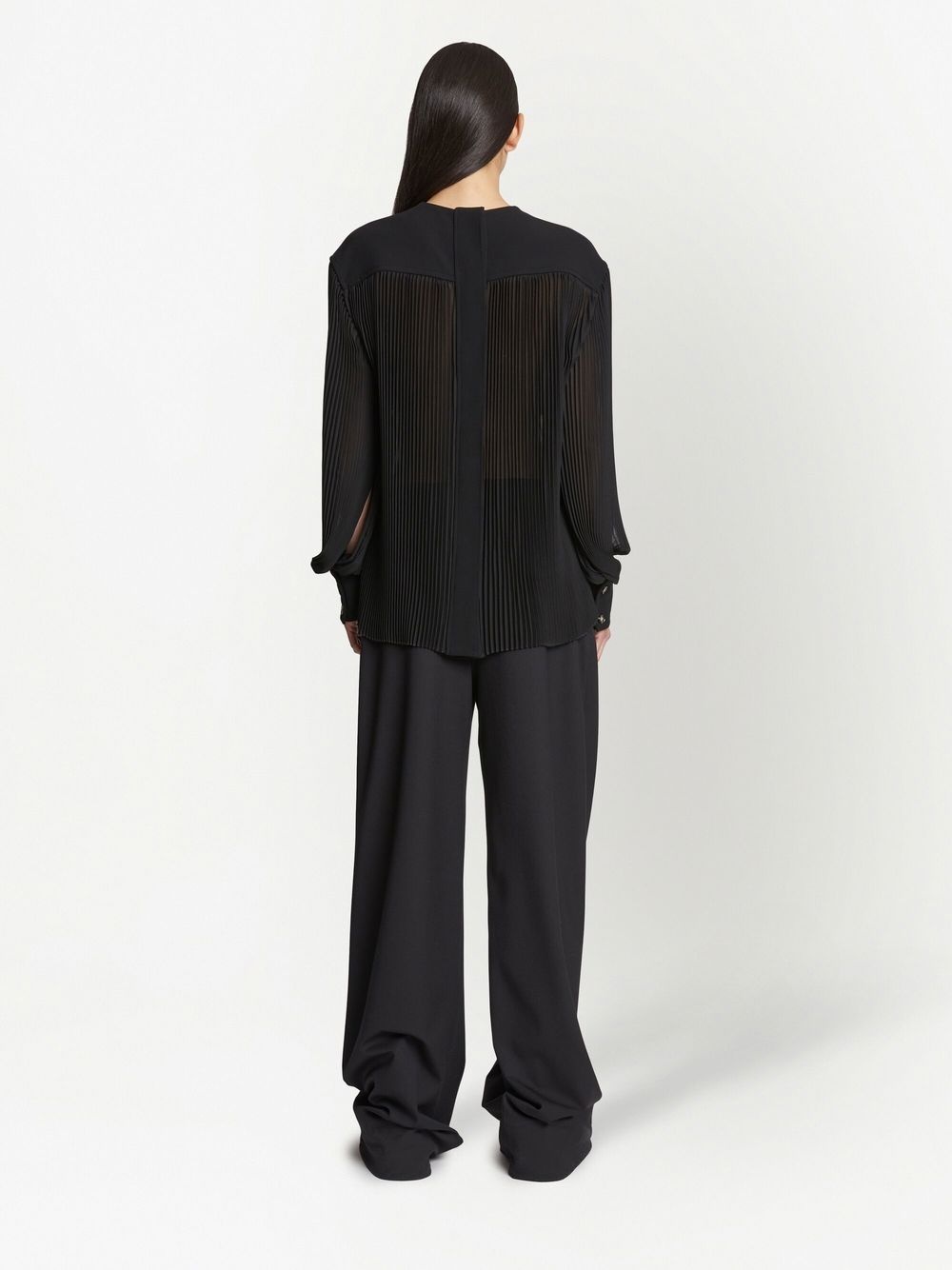 pleated long-sleeved blouse - 4