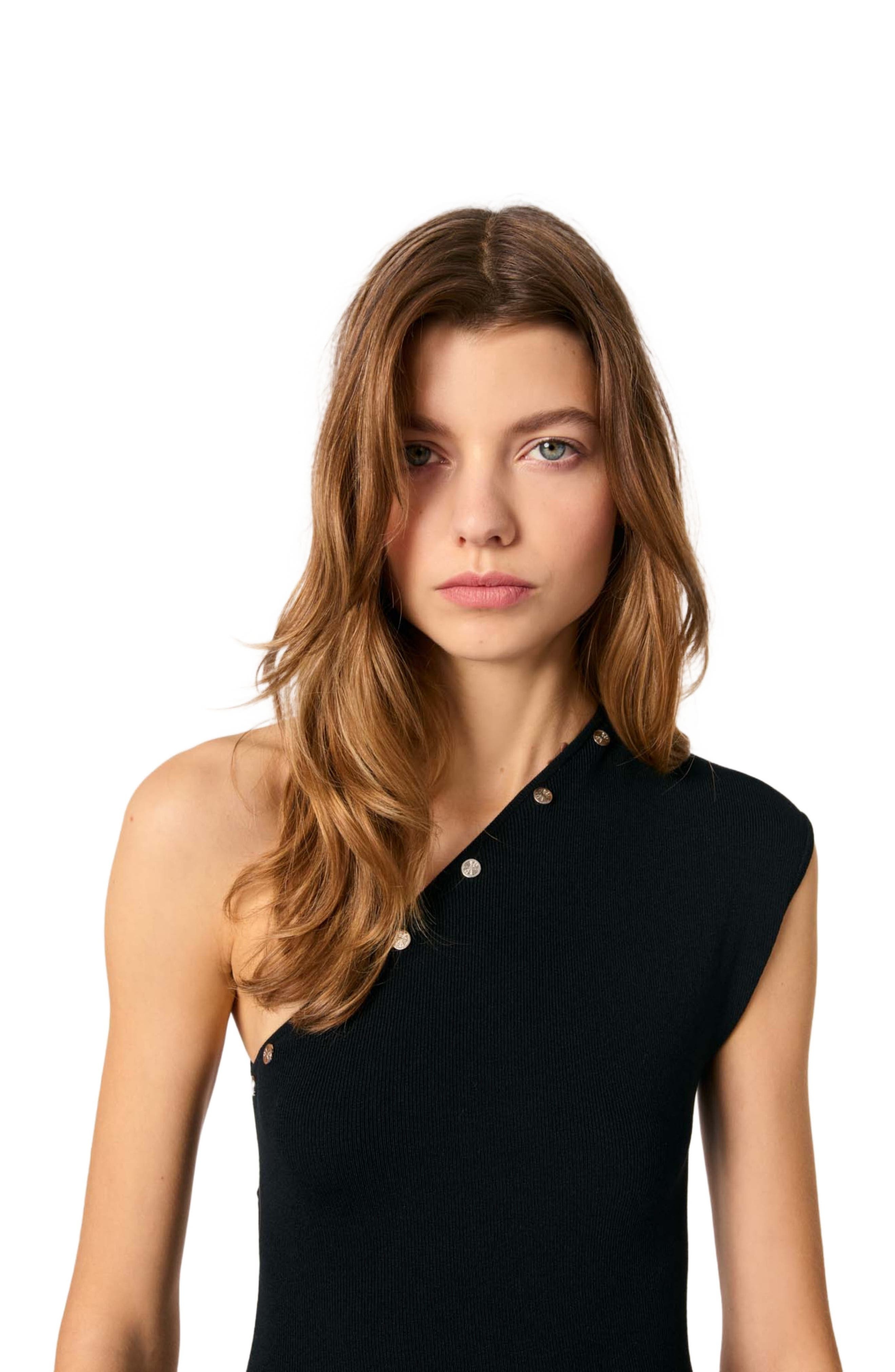 maje Asymmetric knit maxi dress in Black at Nordstrom - 7