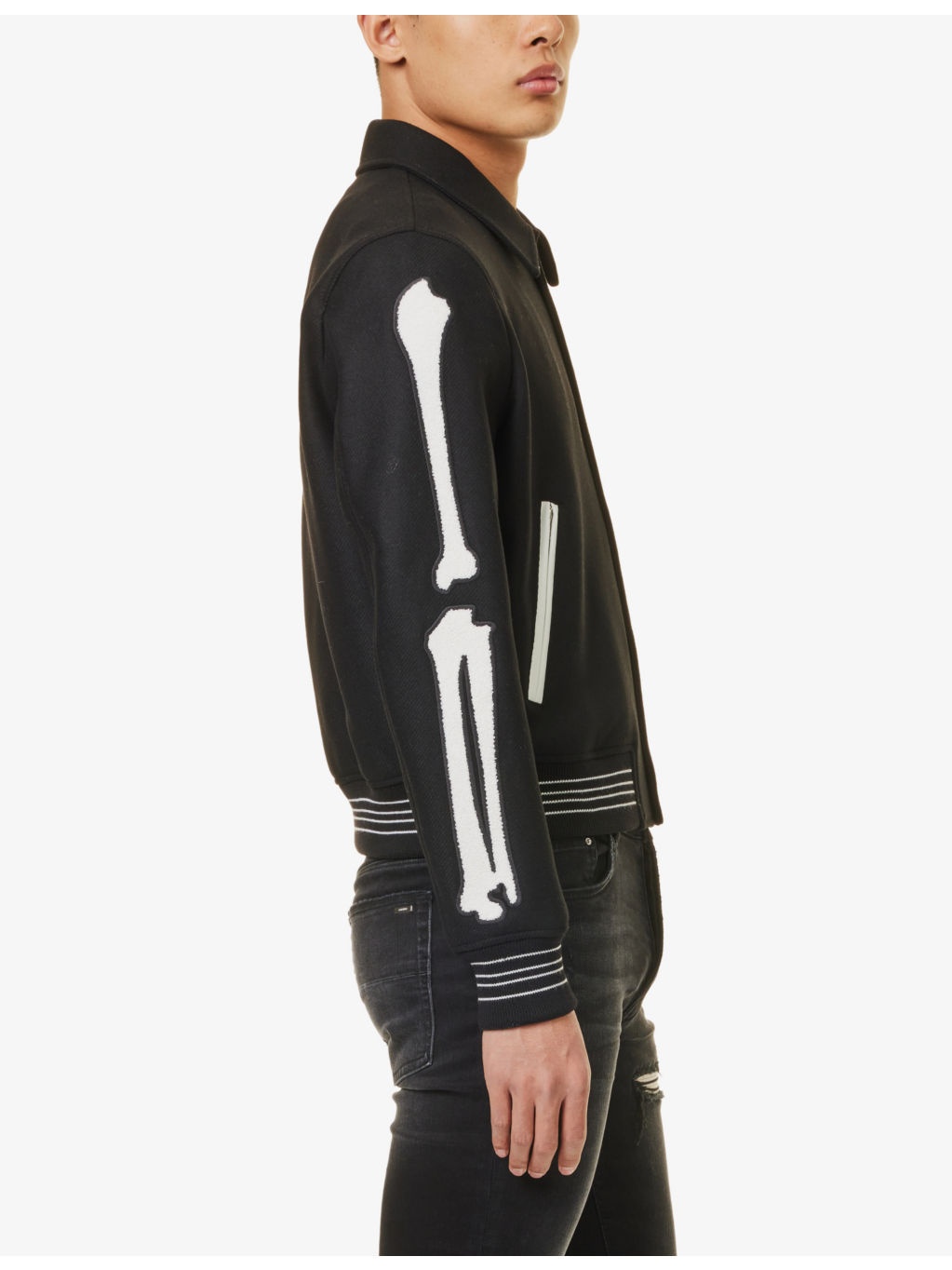Bones spread-collar two-slip-pockets regular-fit wool-blend jacket - 3