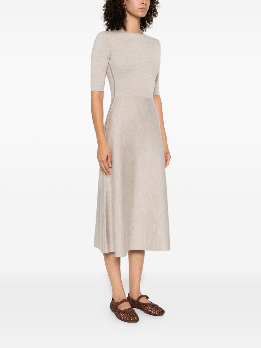 half-sleeve A-line midi dress - 3