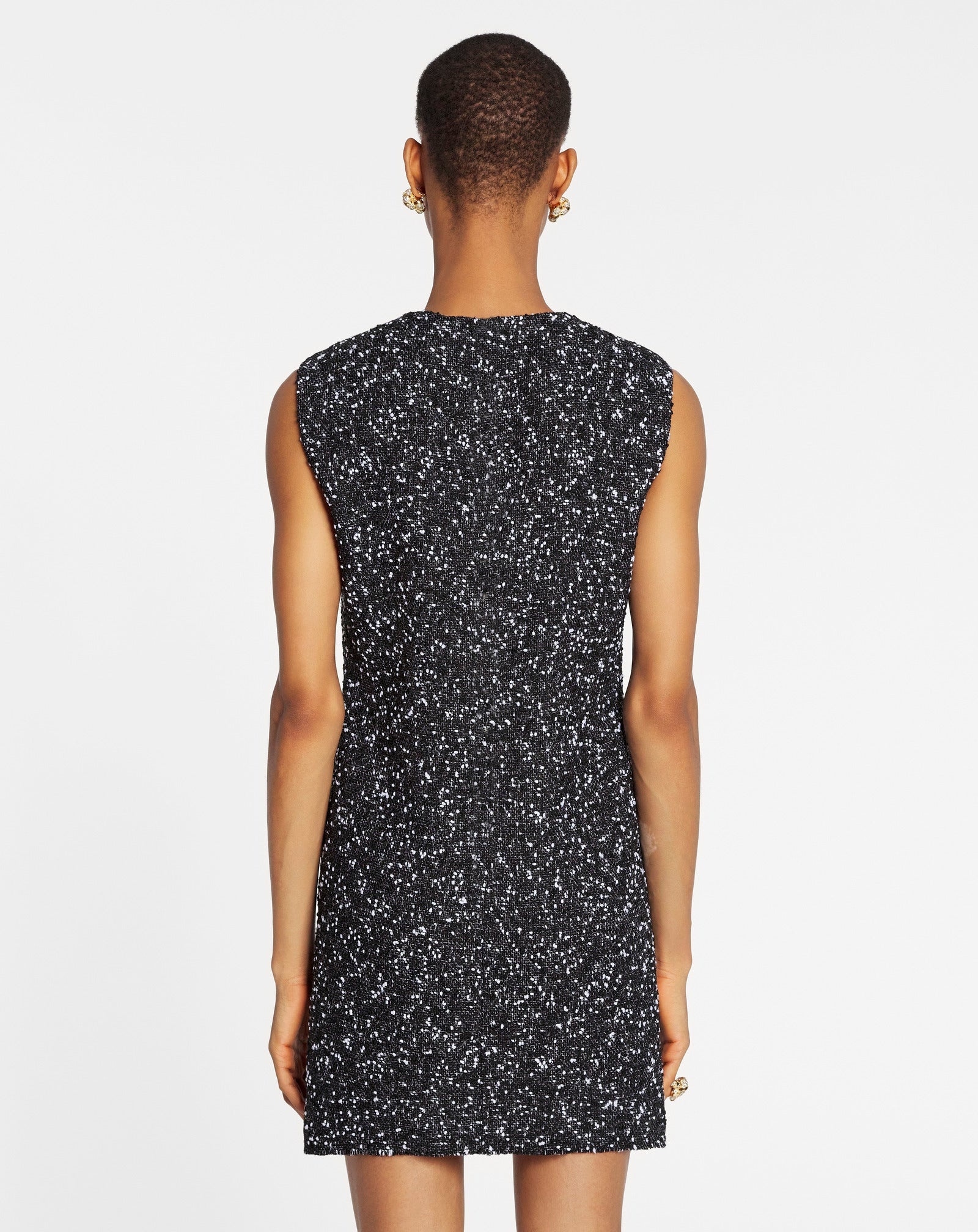 GATHERED NECK MINI DRESS IN TWEED - 4