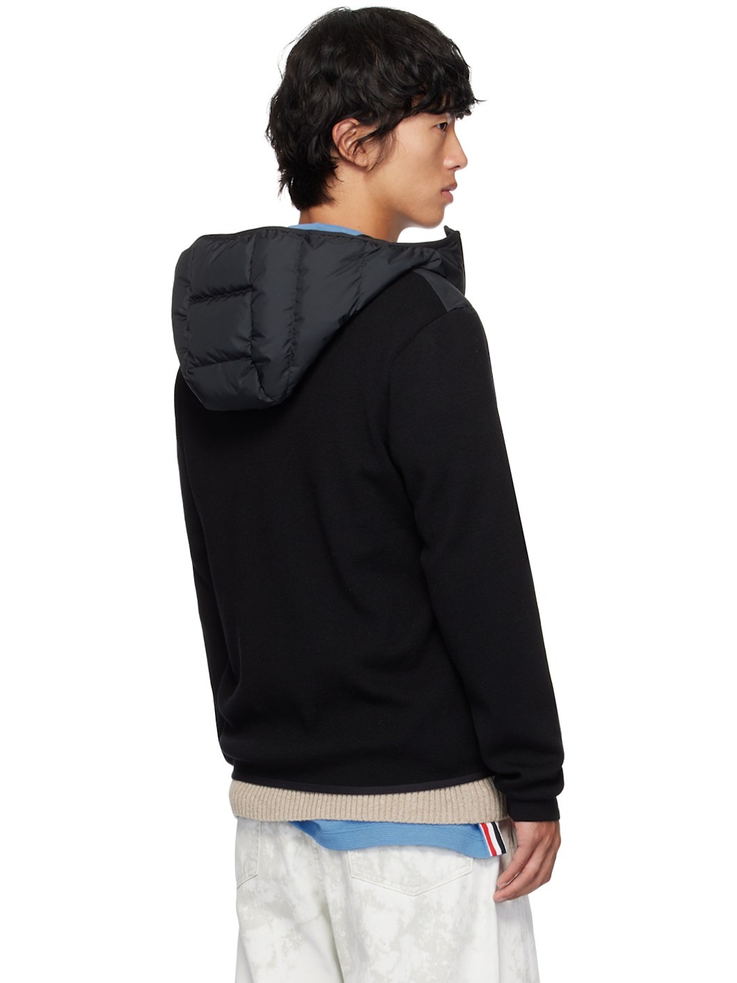 Black Paneled Down Jacket - 3