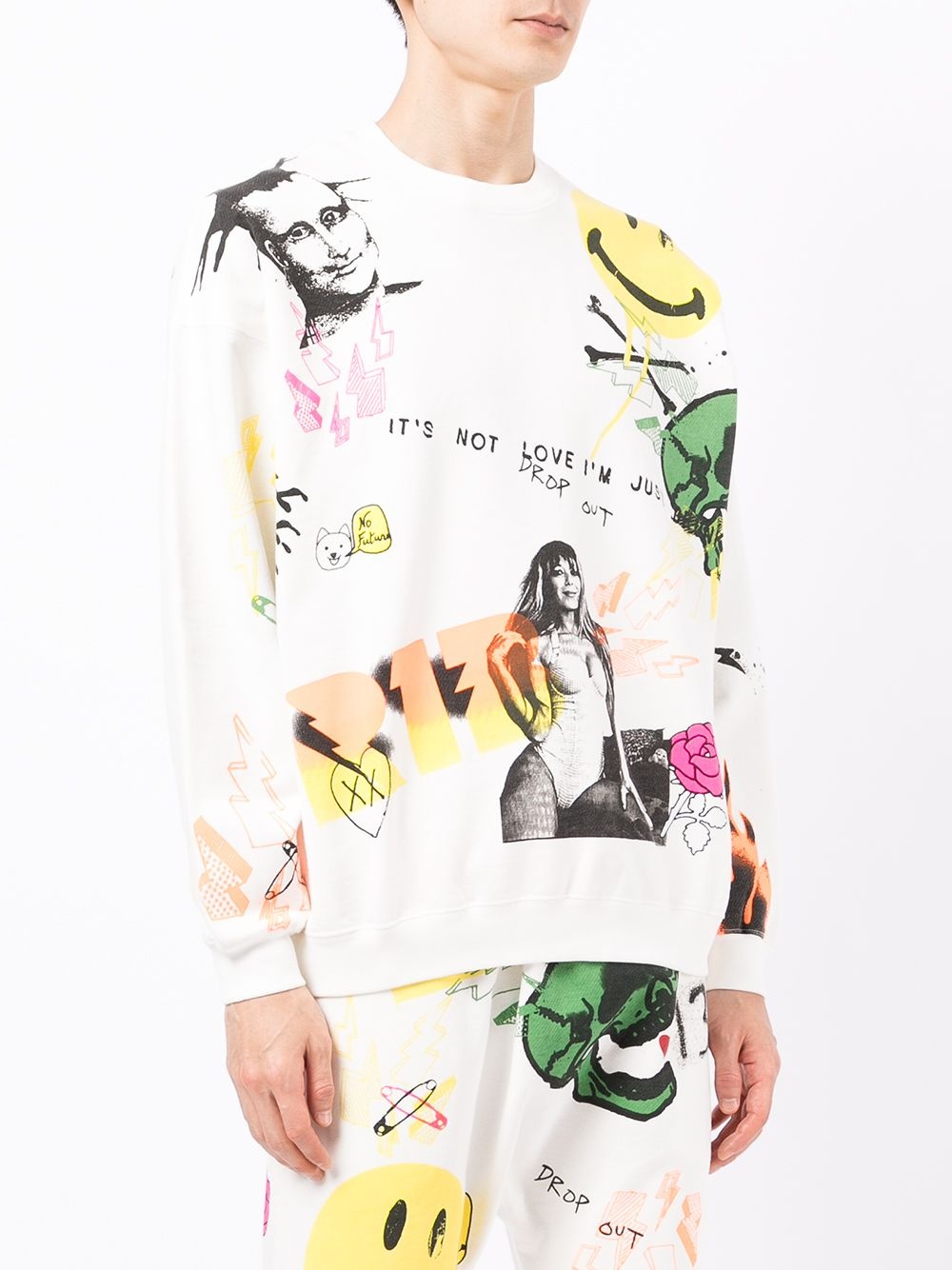 graffit-print cotton jumper - 3