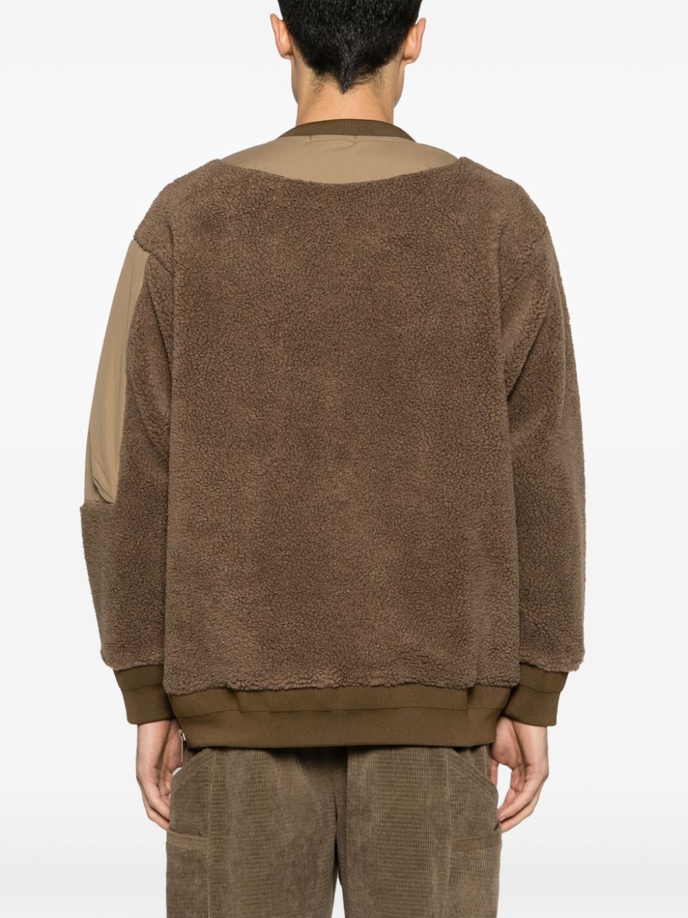 sherpa-fleece panelled jumper - 4
