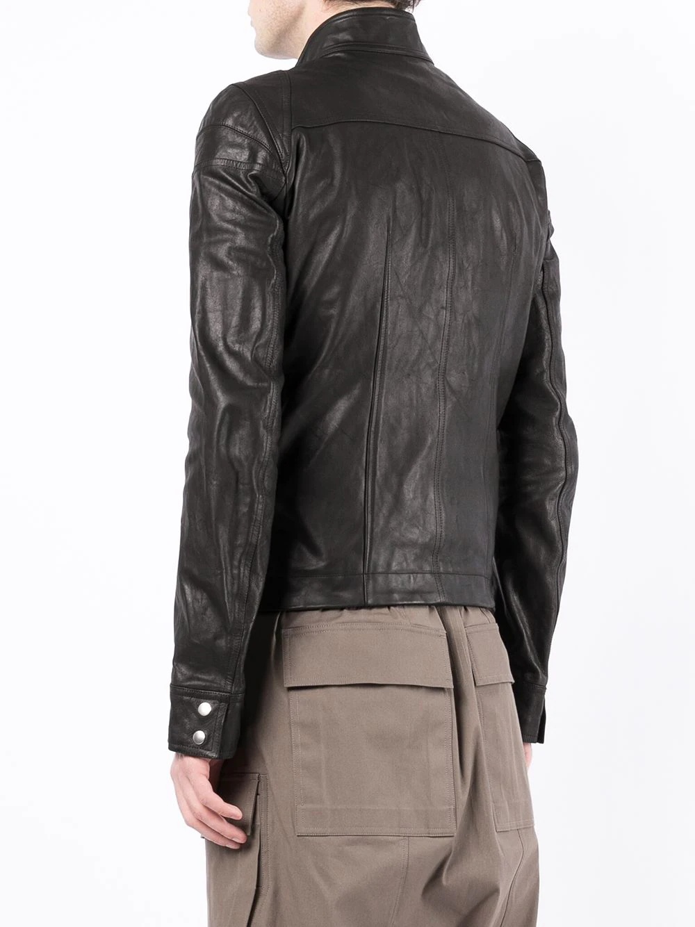 zip-up leather jacket - 4