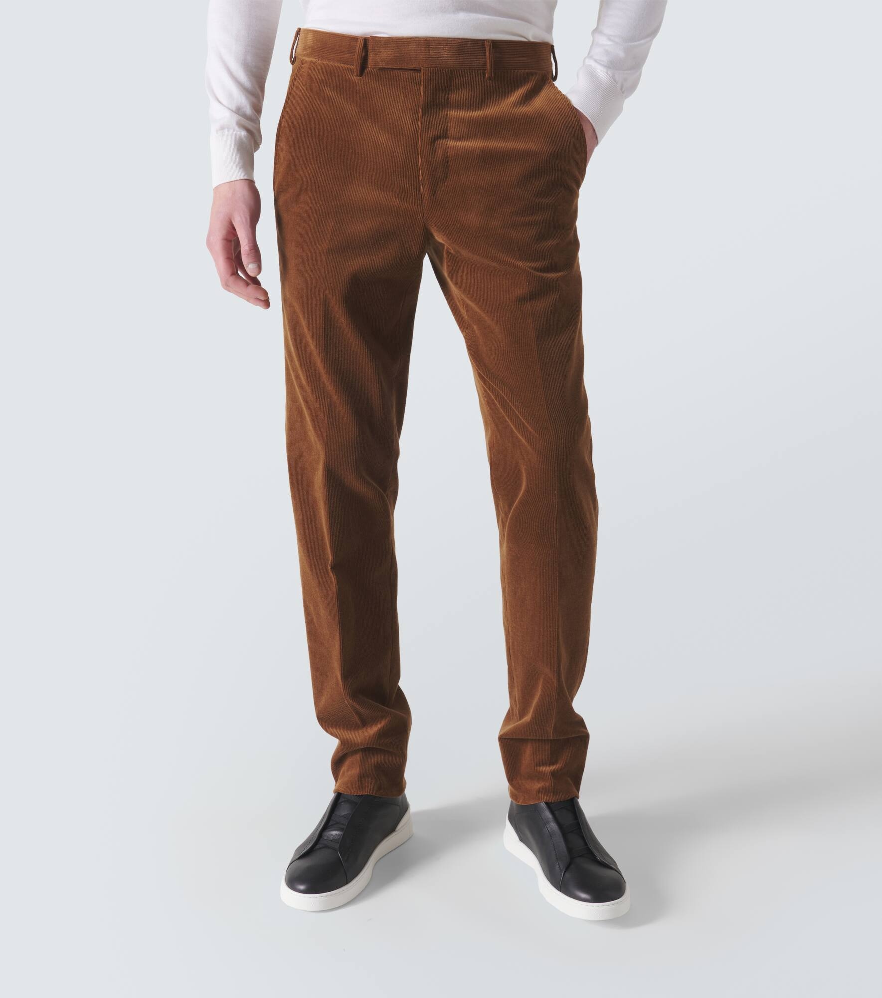 Cotton and cashmere corduroy slim pants - 3