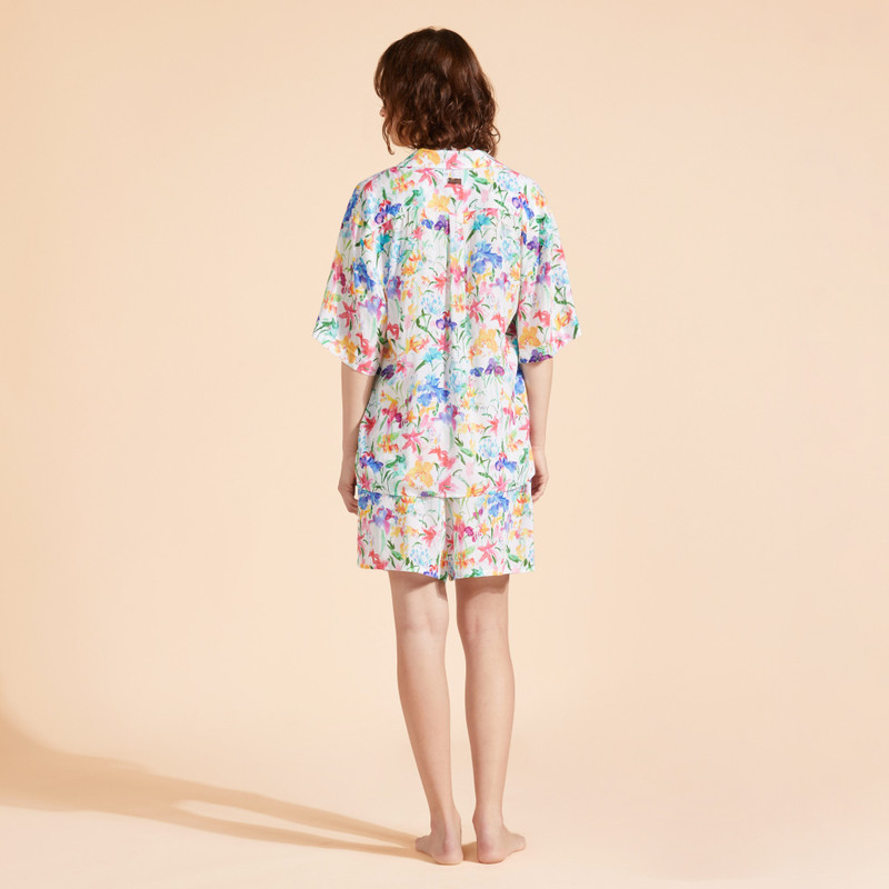 Women Viscose Bowling Shirt Happy Flowers 4