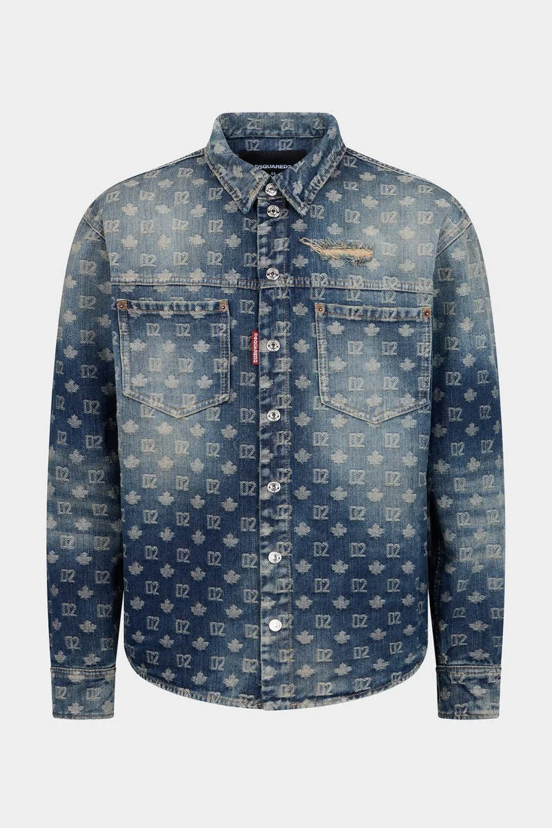 D2 MONOGRAM DENIM CARPENTER SHIRT - 1