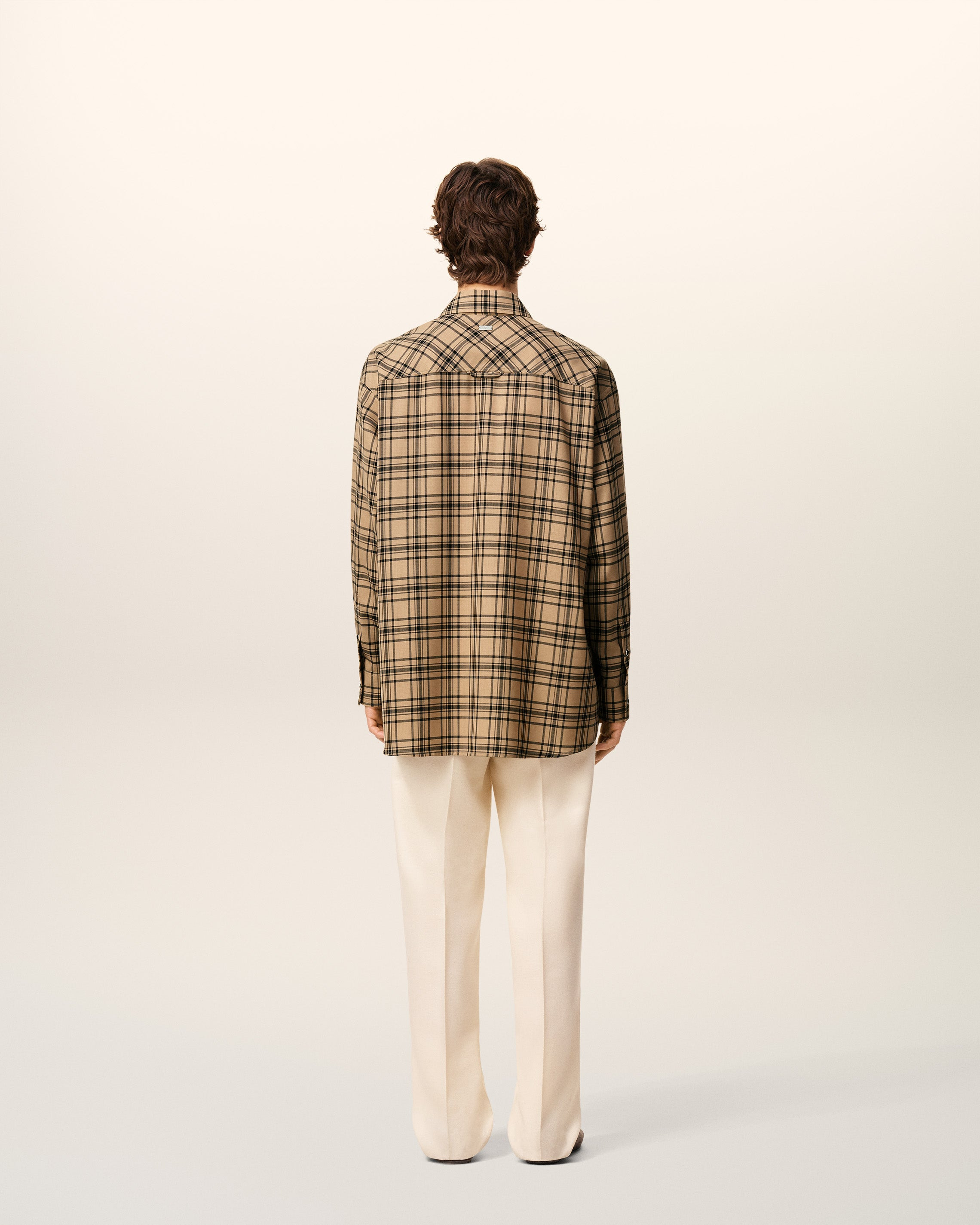 BROWN WOOL CHECKED LUMBERJACK SHIRT - 11