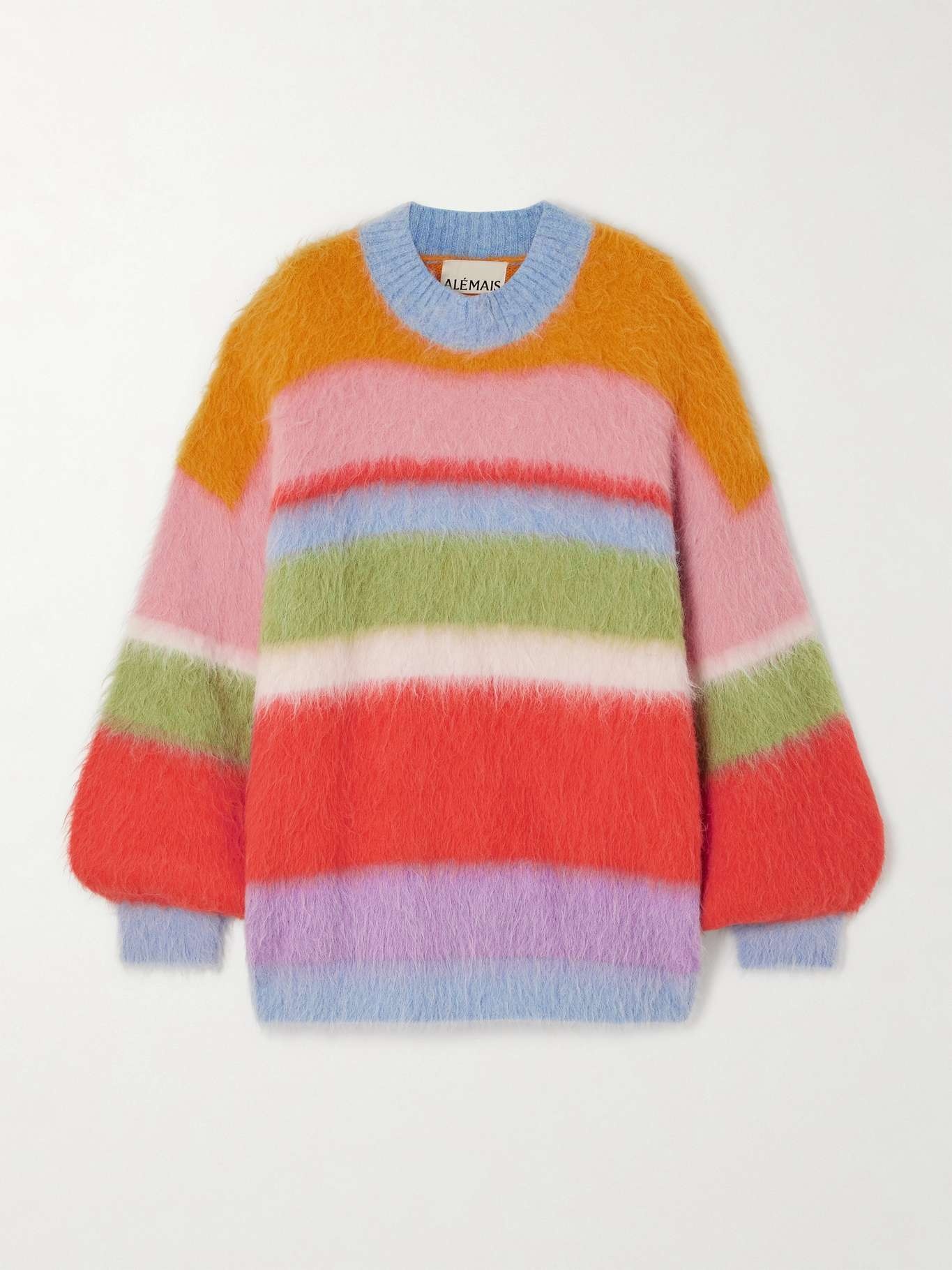 Sporty striped brushed alpaca-blend sweater - 1