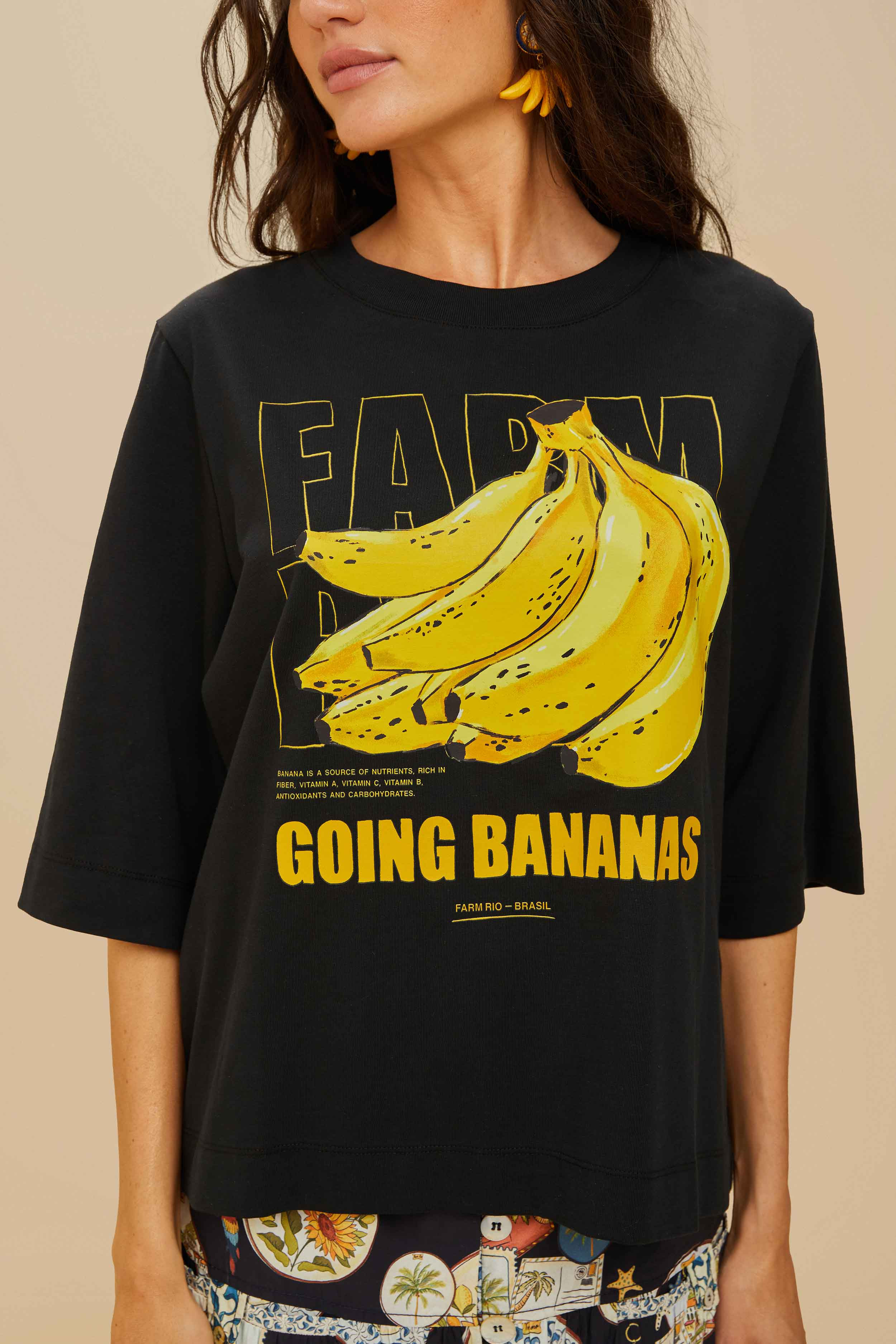 Black Tropical Bananas Organic Cotton T-Shirt - 3